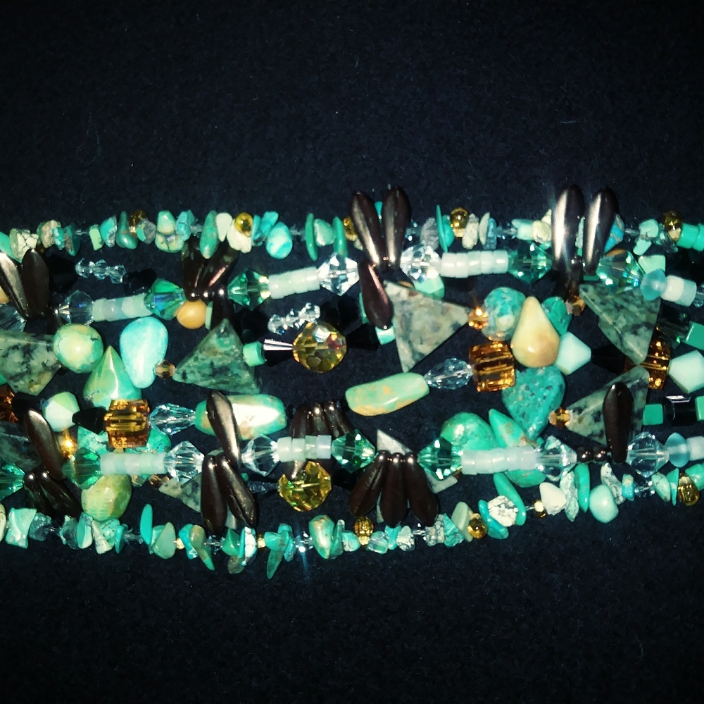 Multi-strand Silver and Turquoise bracelet